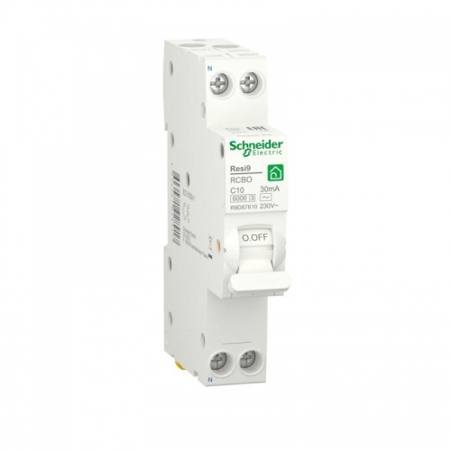 Выключатель автоматический дифференциального тока (ДИФ) RESI9 1P+N С 10А 6000А 30мА 18мм тип AC SchE R9D87610 R9D87610