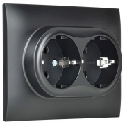 Розетка 2-м SKANDY 16А с заземл. защ. штроки в сборе SK-R07Bl черн. IEK SK-R24-16-K02-F SK-R24-16-K02-F
