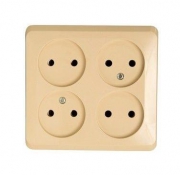Розетка 4-м ОП Этюд 16А IP20 250В без с заземл. без защ. шторок крем. SE PA16-205K PA16-205K