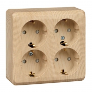 Розетка 4-м ОП Этюд 16А 250В с заземл. с заземл. защ. шторки сосна SE PA16-208D PA16-208D