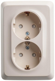 Розетка угловая 2-м ОП Этюд 16А IP20 250В с заземл. защ. шторки крем. SE PA16-108K PA16-108K