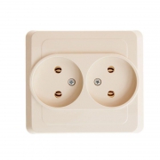 Розетка 2-м СП Этюд 16А IP20 250В без заземл. без защ. шторок крем. SE PC16-005K PC16-005K