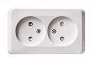 Розетка 2-м ОП Этюд 16А IP20 250В защ. шторки без заземл. бел. SE PA16-006B PA16-006B