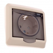 Розетка 1-м СП Этюд 16А IP44 250В с заземл. защ. шторки крем. SE PC16-044K PC16-044K