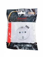 Розетка 1-мест. с/з+USB разъем ZIMA IP20 бел. LEZARD 704-0288-181 704-0288-181