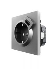 Розетка 1-мест. с/з+USB разъем СП ZIMA IP20 сер. матов. LEZARD 704-7488-181 704-7488-181