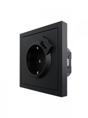 Розетка 1-мест. с/з+USB разъем СП ZIMA IP20 черн. бархат LEZARD 704-4288-181 704-4288-181