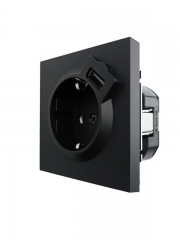 Розетка 1-мест. с/з+USB разъем СП ZIMA IP20 черн. бархат LEZARD 704-4288-181 704-4288-181