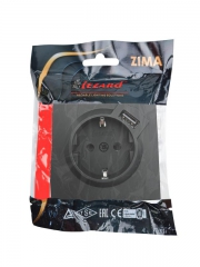 Розетка 1-мест. с/з+USB разъем СП ZIMA IP20 черн. бархат LEZARD 704-4288-181 704-4288-181