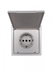 Розетка 1-мест. с/з с крышкой ПБТ СП ZIMA IP20 16А безвинт. зажим сер. матов. LEZARD 704-7488-123BQC 704-7488-123BQC
