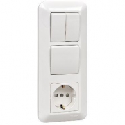 Блок СП Blanca / Прима (розетка с заземл. + 1-кл. + 2-кл. выкл.) (розн. упак.) бел. SE BK2VR-008A-BI BK2VR-008A-BI