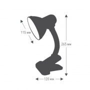 Светильник UF-320P С02 настол. прищепка 230В 60Вт E27 ЛОН черн. Ultraflash 12371 12371