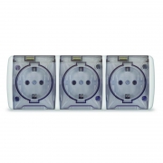 Розетка 3-м ОП Клио 16А IP54 с заземл. с прозр. крышкой бел. Universal К2235 К2235