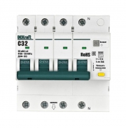 Выключатель автоматический дифференциального тока (АВДТ) 3P+N 32А 30мА AC х-ка C ДИФ-103 6кА DEKraft 16404DEK 16404DEK