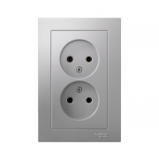 Розетка 2-м СП AtlasDesign 16А IP20 без заземл. в сборе алюм. SE ATN000320 ATN000320