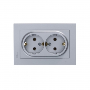 Розетка 2-м Atlas Design с заземл. 16А в сборе алюм. SchE ATN000324 ATN000324