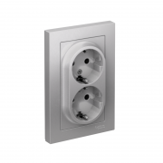 Розетка 2-м Atlas Design с заземл. 16А в сборе алюм. SchE ATN000324 ATN000324