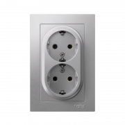 Розетка 2-м Atlas Design с заземл. 16А в сборе алюм. SchE ATN000324 ATN000324