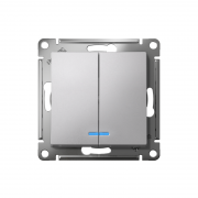 Механизм выключателя 2-кл. СП Atlas Design 10А IP20 (сх. 5а) 10AX с подсветкой алюм. SchE ATN000353 ATN000353