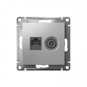 Розетка компьютерная + телевизионная 2-м AtlasDesign RJ45 кат.5E + TV механизм алюм. SE ATN000389 ATN000389