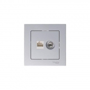 Розетка компьютерная + телевизионная 2-м AtlasDesign RJ45 кат.5E + TV механизм алюм. SE ATN000389 ATN000389