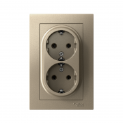Розетка 2-м Atlas Design с заземл. 16А в сборе шампань SchE ATN000524 ATN000524