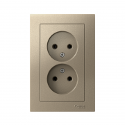 Розетка 2-м СП AtlasDesign 16А IP20 без заземл. в сборе шампань SE ATN000520 ATN000520