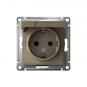 Розетка 1-м СП AtlasDesign 16А IP20 с заземл. защ. шторки с крышкой механизм шампань SchE ATN000546 ATN000546