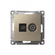 Розетка компьютерная + телевизионная 2-м AtlasDesign RJ45 кат.5E + TV механизм шампань SchE ATN000589 ATN000589