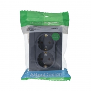 Розетка 2-м Atlas Design с заземл. 16А в сборе грифель SchE ATN000724 ATN000724