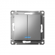 Механизм выключателя 2-кл. СП AtlasDesign 10А IP20 (сх. 5а) 10AX с подсветкой сталь SchE ATN000953 ATN000953