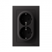 Розетка 2-м Atlas Design с заземл. защ. шторки 16А в сборе карбон SchE ATN001026 ATN001026