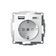 Розетка AtlasDesign 16А с 2-мя заряд. устройствами USB тип A+C 5В/2.4А 2х5В/1.2А механизм бел. SchE ATN000132 ATN000132