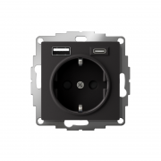 Розетка AtlasDesign 16А с 2-мя заряд. устройствами USB тип A+C 5В/2.4А 2х5В/1.2А механизм карбон SchE ATN001032 ATN001032