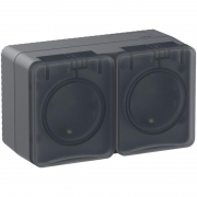 Розетка 2-м ОП AtlasDesign Profi54 16А IP54 250В с заземл. защ. шторки антрацит SE ATN544026 ATN544026