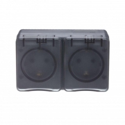 Розетка 2-м ОП AtlasDesign Profi54 16А IP54 250В с заземл. защ. шторки антрацит SE ATN544026 ATN544026