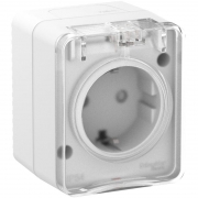 Розетка 1-м ОП AtlasDesign Profi54 16А IP54 250В с заземл. защ. шторки бел. SE ATN540145 ATN540145