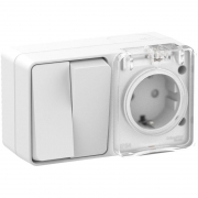 Блок ОП AtlasDesign Profi54 (розетка 16А 250В с заземл. защ. шторки + 2-кл. выкл. 10А) IP54 бел. SE ATN540174 ATN540174