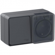 Блок ОП AtlasDesign Profi54 (розетка 16А 250В с заземл. защ. шторки + 1-кл. выкл. 10А) IP54 антрацит SE ATN544070 ATN544070