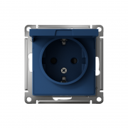 Розетка AtlasDesign 16А IP20 с заземл. защ. шторки с крышкой механизм аквамарин SE ATN001146 ATN001146