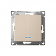 Выключатель 2-кл. AtlasDesign с подсветкой (сх.5а) 10AX мех. песочн. SE ATN001253 ATN001253