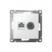 Розетка компьютерная + телевизионная 2-м AtlasDesign RJ45 кат.5E лотос SE ATN001389 ATN001389