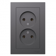 Розетка двойная AtlasDesign без заземл.16А в сборе базальт SE ATN001420 ATN001420