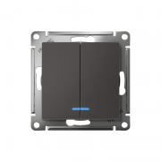 Выключатель 2-кл. AtlasDesign (сх. 5а) 10AX с подсветкой механизм базальт SE ATN001453 ATN001453