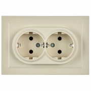 Розетка 2-м СП BRITE РС12-3-БрКр 16А в сборе с заземл. без защ. шторок беж. IEK BR-R21-16-K10-F BR-R21-16-K10-F