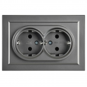 Розетка 2-м СП BRITE РС12-3-БрС 16А в сборе с заземл. без защ. шторок сталь IEK BR-R21-16-K46-F BR-R21-16-K46-F