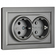 Розетка 2-м СП BRITE РС12-3-БрС 16А в сборе с заземл. без защ. шторок сталь IEK BR-R21-16-K46-F BR-R21-16-K46-F