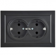 Розетка 2-м СП BRITE РС12-3-БрЧ 16А в сборе с заземл. без защ. шторок черн. IEK BR-R21-16-K02-F BR-R21-16-K02-F