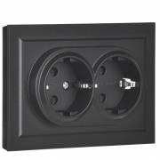 Розетка 2-м СП BRITE РС12-3-БрЧ 16А в сборе с заземл. без защ. шторок черн. IEK BR-R21-16-K02-F BR-R21-16-K02-F