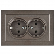 Розетка 2-м СП BRITE РС12-3-БрТБ 16А в сборе с заземл. без защ. шторок бронза IEK BR-R21-16-K45-F BR-R21-16-K45-F